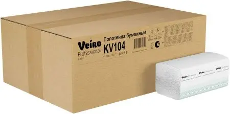 VEIRO: Полотенца бумажные V 1сл 250л 21х21,6см Basic натуральный