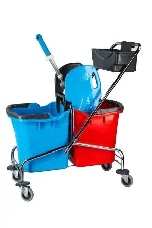 Вик: Тележка 2х25л металл хром+ отжим + дополнительная корзина