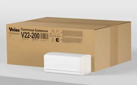 Вик: Полотенца бумажные V 2сл 200л 21х21,6см белые СЫКТЫВКАР Lite