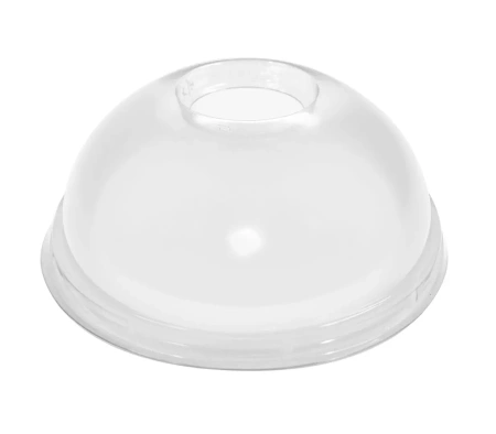 Одноразовая продукция: Крышка к стакану d= 95 мм купольная с отверстием ПЭТ прозрачная Скандипакк /пач.=80 шт.
