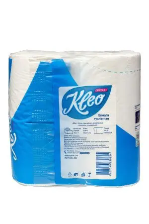 Бумага туалетная: 3сл 18м целлюлоза цвет белый Клео Ультра /пач.=4 шт.