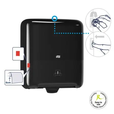 Tork: Диспенсер H1 Elevation Matic для рулонных полотенец черный