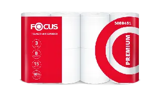 Бумага туалетная: 3сл 15м целлюлоза цвет белый ХАЯТ ФОКУС Премиум /пач.=8 шт.