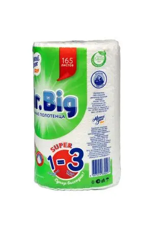 Бумажные полотенца: 2сл 32,5м целлюлоза цвет белый Мягкий знак Мистер Биг