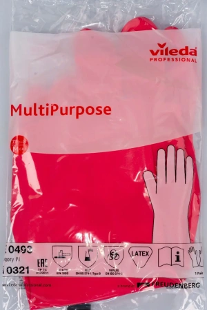 Vileda: Перчатки многоцелевые M красный резиновые