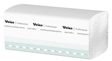 VEIRO: Полотенца бумажные V 1сл 250л 21х21,6см Basic натуральный