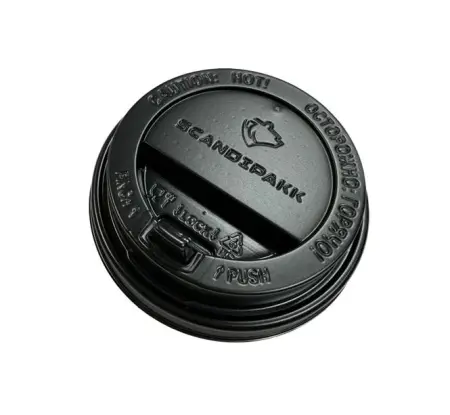 Одноразовая продукция: Крышка к стакану бумажному d=80мм с питейником черная Скандипакк /пач.=100 шт.