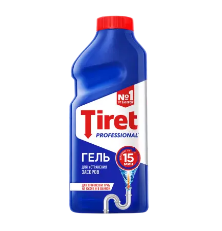Чистящее средство: ТИРЕТ Профессионал 500мл гель для прочистки труб