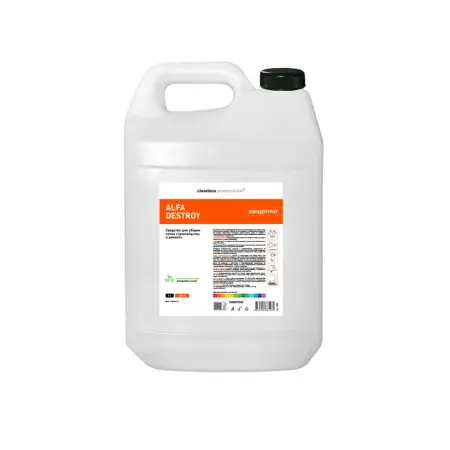 Vortex: ALFA DESTROY 5л высококислотное пенное моющее ср-во для уборки после строительства концентрат тв. канистра