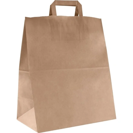 Одноразовая продукция: Пакет бумажный 32х20х37см с ручками крафт /пач.=200 шт.
