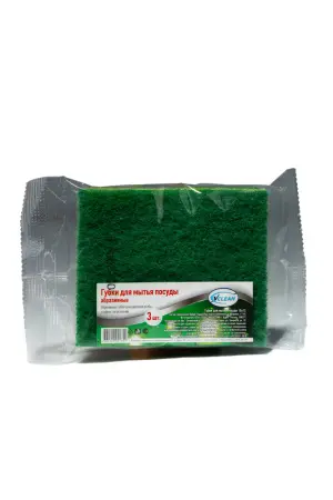 Губки,скрабы: для посуды VCLEAN Тайфун 10х12 абразивная /пач.=3 шт.