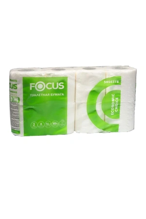 Бумага туалетная: 2сл 16,2м целлюлоза цвет белый ХАЯТ ФОКУС Эконом /пач.=8 шт.