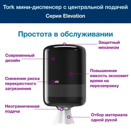 Tork: Диспенсер М2 Elevation для полотенец ЦВ черный
