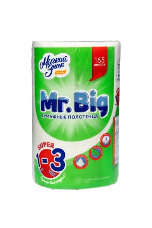 Бумажные полотенца: 2сл 32,5м целлюлоза цвет белый Мягкий знак Мистер Биг