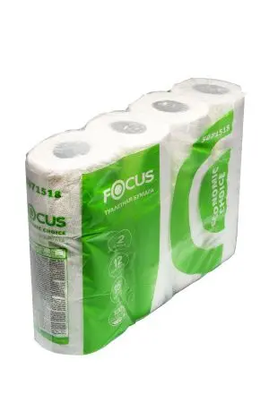 Хаят: Бумага туалетная 2сл 15м ФОКУС Экономик Чойс белая /пач.=12 шт.