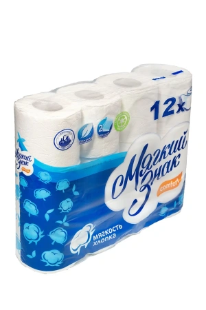 Бумага туалетная: 2сл 16,25м целлюлоза цвет белый Мягкий знак Комфорт Котенок /пач.=12 шт.