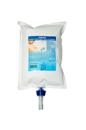 Кеман: Гель для душа 1000мл для тела и волос в картридже S1 бесцветный