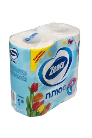 Бумага туалетная: 2сл 23м макулатура цвет белый "Зева Плюс" /пач.=4 шт.