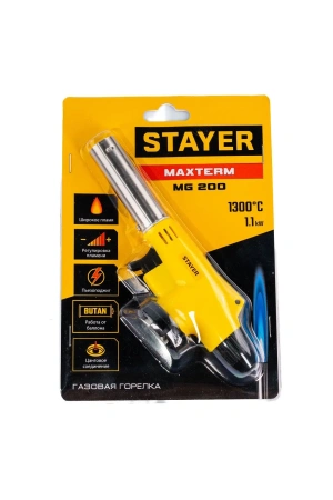 Одноразовая продукция: Горелка газовая STAYER MaxTerm MG100 с пьезоподжигом на баллон