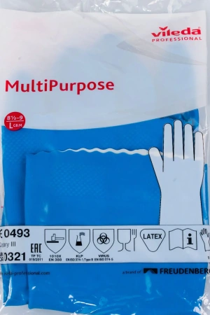 Vileda: Перчатки многоцелевые L голубой резиновые