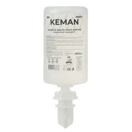 Кеман: Мыло жидкое пенящееся 1000 мл мягкое бесцветное с отдушкой флакон S4