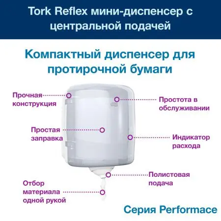 Tork: Диспенсер М4 Reflex для полотенец Reflex ЦВ белый