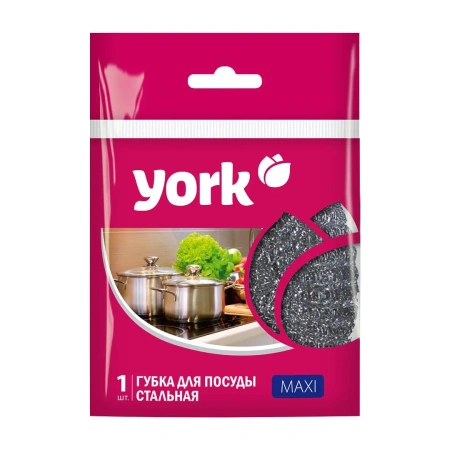 Губки,скрабы: для посуды металлическая YORK Maxi 32г