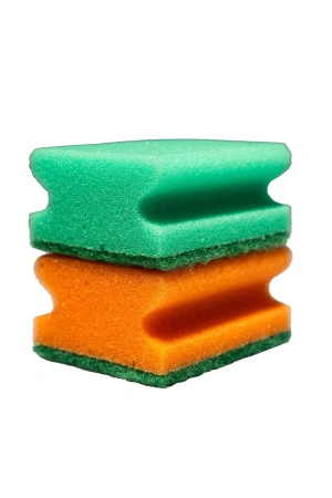 Губки,скрабы: для посуды VCLEAN Дуэт 8.5х6.5х4.5 поролон+абразив с выемкой для пальцев /пач.=2 шт.