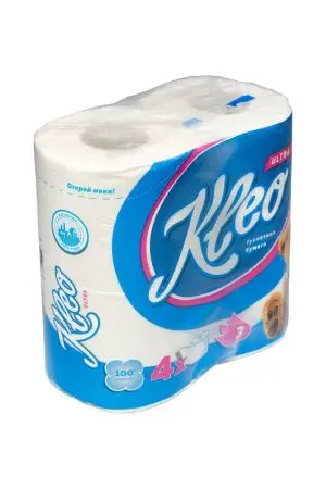 Бумага туалетная: 3сл 18м целлюлоза цвет белый Клео Ультра /пач.=4 шт.