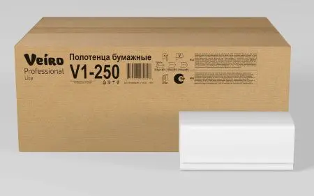 Вик: Полотенца бумажные V 1сл 250л 21х21,6см натуральный СЫКТЫВКАР Lite