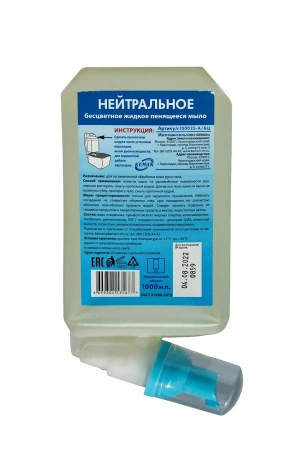 Кеман: Мыло жидкое пенящееся 1000 мл нейтральное в картридже бесцветное без отдушки