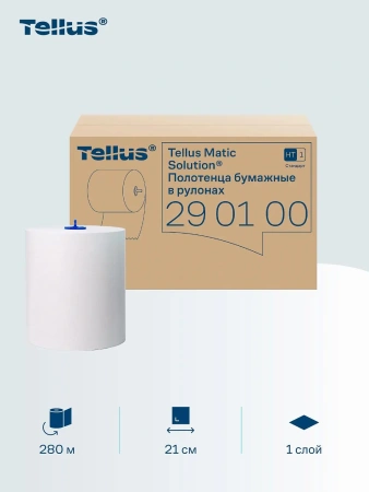 ТОРК: Tellus Полотенца бумажные H1 Софт матик Стандарт 1сл 280м/21 белые