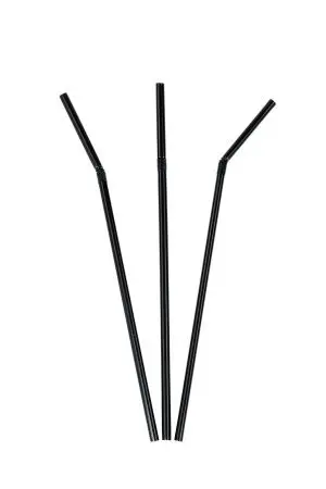 Одноразовая продукция: Трубочки для коктейля 5х210мм с гофрированным изгибом черные /пач.=250 шт.