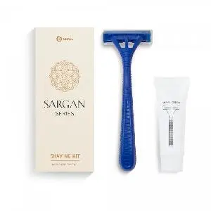 Grass: Набор бритвенный Сарган (бритва с 2мя лезвиями, крем для бритья 10г) в карт.коробке