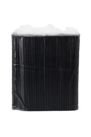 Одноразовая продукция: Трубочки для коктейля 8х240мм без изгиба черные /пач.=250 шт.