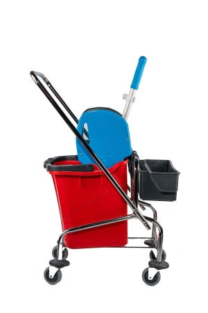 Вик: Тележка 1х25л хром + отжим + дополнительная корзина