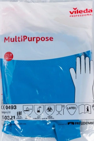 Vileda: Перчатки многоцелевые M голубой резиновые