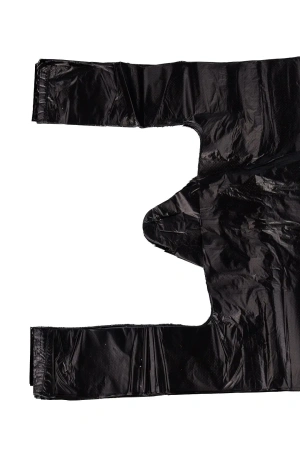 Одноразовая продукция: Пакет-майка полиэтиленовый 30+16х55см 13 мкм черный /пач.=100 шт.