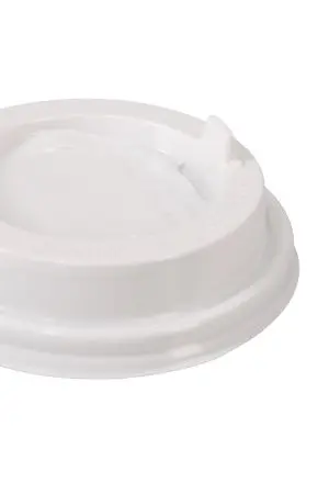 Одноразовая продукция: Крышка к стакану бумажному d=80мм с питейником белая /пач.=100 шт.