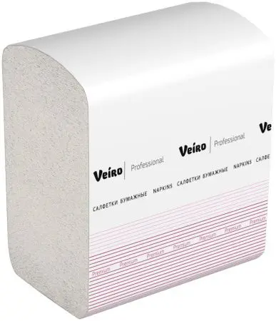 VEIRO: Салфетки бумажные Z 1сл 250л 11.1х22.5см белые Premium для диспенсеров