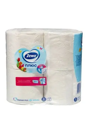 Бумага туалетная: 2сл 23м макулатура цвет белый "Зева Плюс" /пач.=4 шт.
