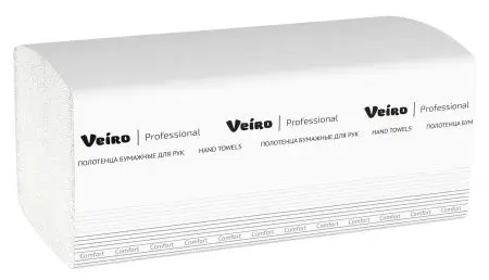 VEIRO: Полотенца бумажные V 1сл 250л 21х21,6см Comfort белый
