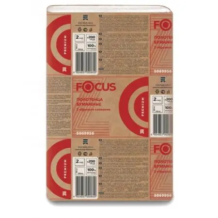 Хаят: Полотенца бумажные Z 2сл 200л 20,0х24см ФОКУС Премиум белые