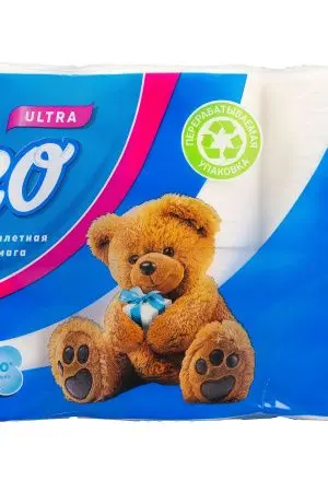 Бумага туалетная: 3сл 18м целлюлоза цвет белый Клео /пач.=8 шт.