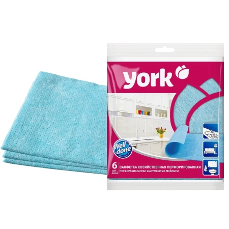 ХозСалфетки: *универсал 34х35 вискоза перфорированные York /пач.=6 шт.