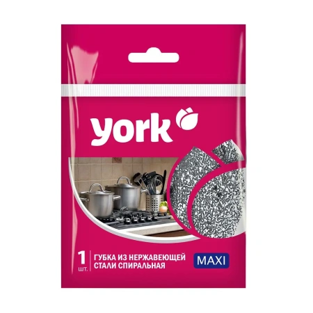 Губки,скрабы: для посуды металлическая YORK Maxi 27г спираль