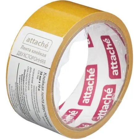 Канцелярские товары: Лента клейкая двухсторонняя 38ммх10м Attache