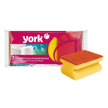 Губки,скрабы: для посуды YORK Maxi 9х7х4.3 проф /пач.=3 шт.