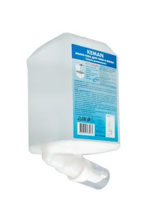 Кеман: Мыло-гель для душа 1000мл для тела и волос в картридже бесцветное с отдушкой
