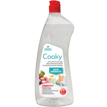 Моющее средство: Cooky 1л гель для мытья посуды без запаха